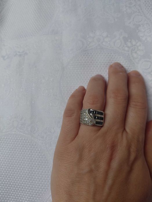 Pierścionek obrączka cyrkonie srebro 925