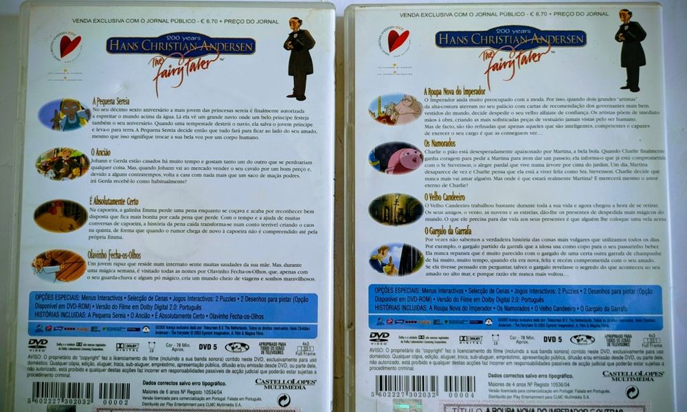 Filmes DVD para crianças M/4 e M/6 Hans Christian Andersen