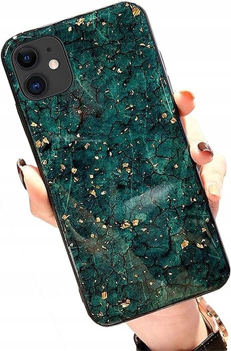 Etui z do iPhone 12 i 12 Pro Silikon TPU Zielony Marmur