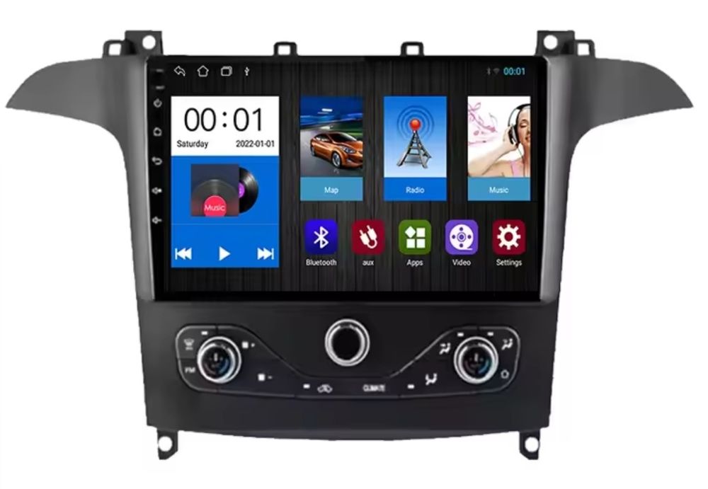 Radio nawigacja Ford S-Max Galaxy 2006=2013 ANDROID z panelem klimy