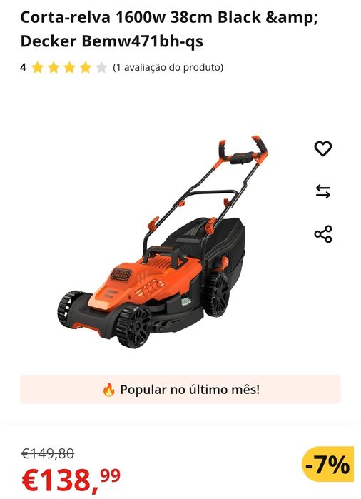 Corta-relva  black Decker 1600w 38cm