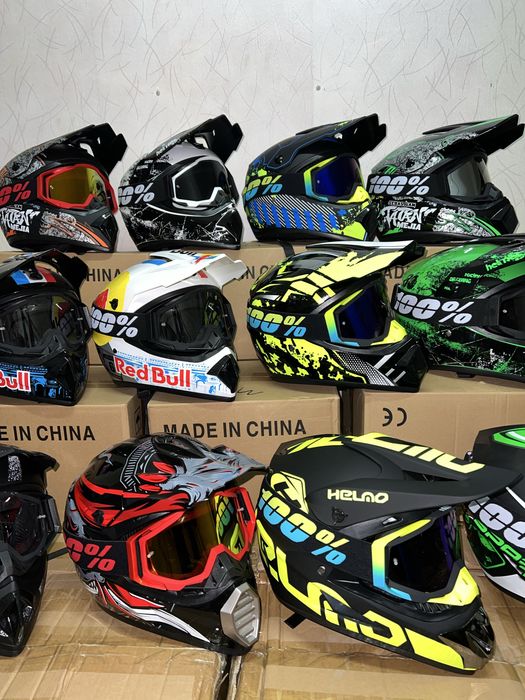 Мотошлем эндуро кроссовый мото шлем +очки Новый!