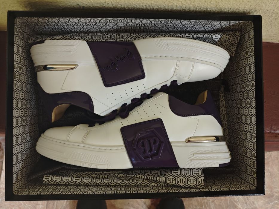 Шкіряні кросівки Philipp Plein Lo-Top Purple (оригінал)