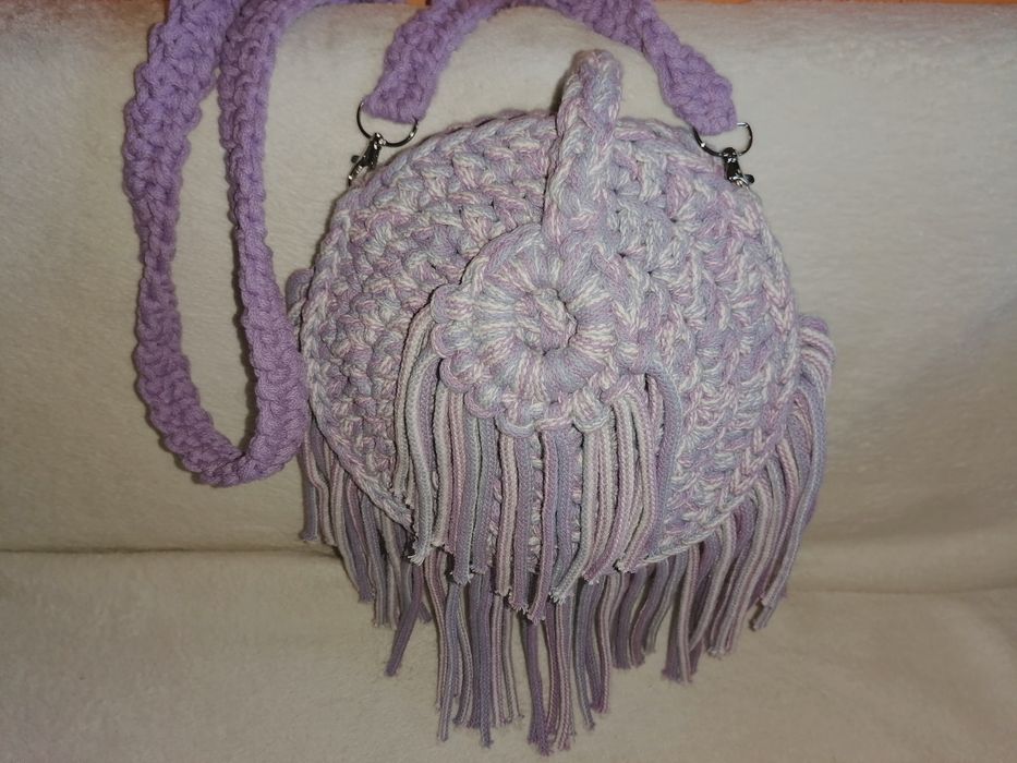 Torebka hand made na szydełku boho frędzle
