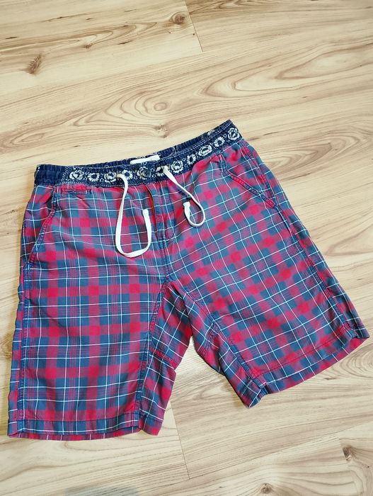 Czerwone Męskie Spodenki Szorty W Kratkę Denim & Supply Ralph Lauren