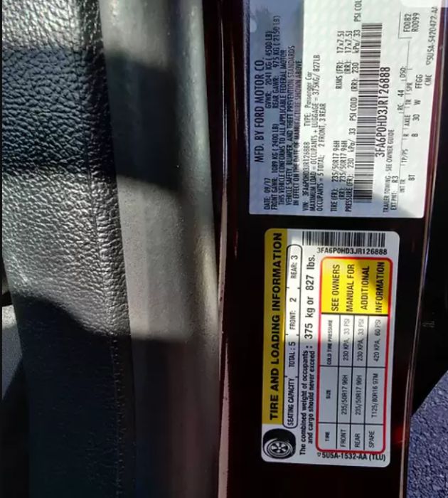 Ford Fusion 2017 VIN 3FA6P0HD3JR126888 фото оголошення 11 з 20