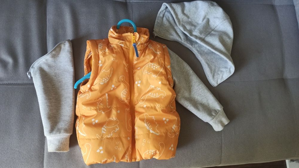 Kurtka przejściowa i kamizelka, bezrękawnik, r. 80, 2w1, 5-10-15