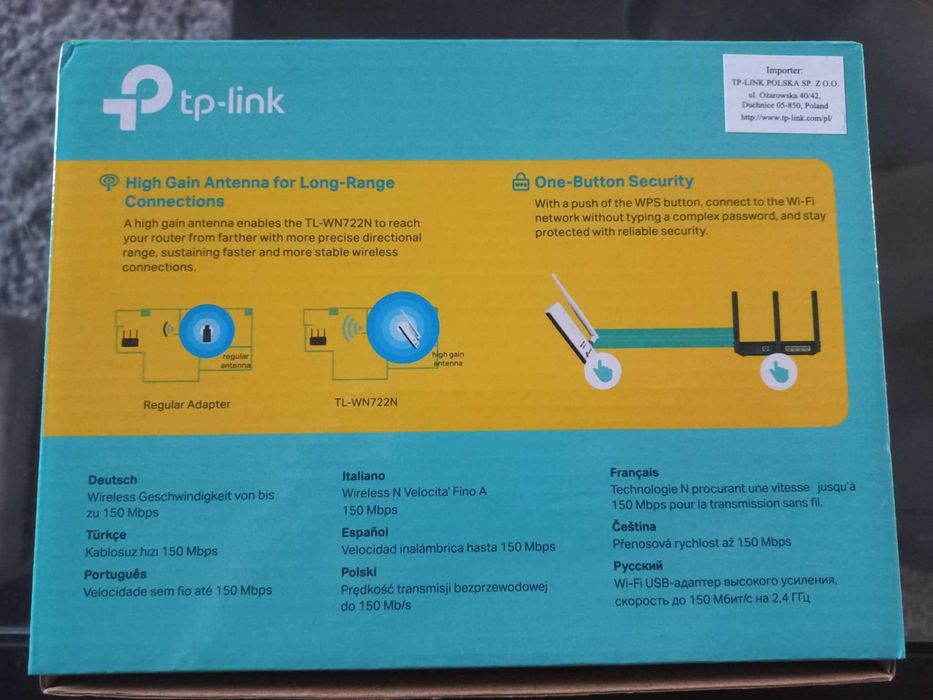 Wzmacniacz Wi-Fi TP-LINK TL-WN722N 150 mb/s