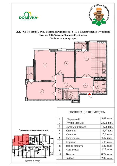 3 кімнатна квартира в ЖК "Сity Hub", переуступка