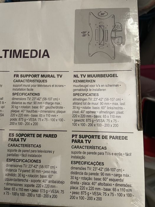 Suporte de TV de parede, novo na caixa