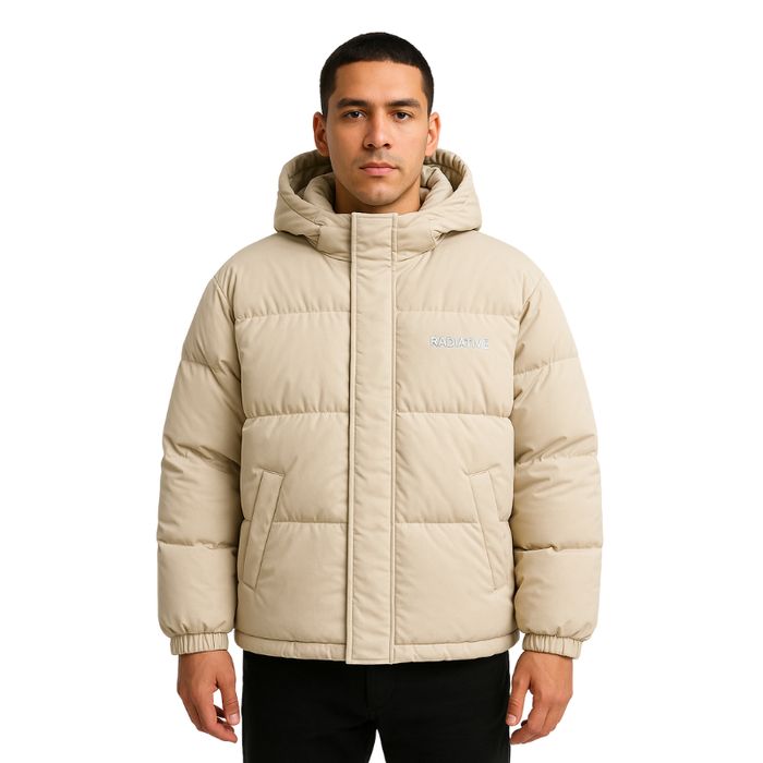 Beżowa męska kurtka puchowa M oversize