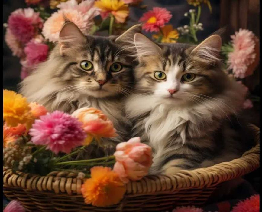 Алмазная мозаика, вышивка, живопись "Котята" 20х30