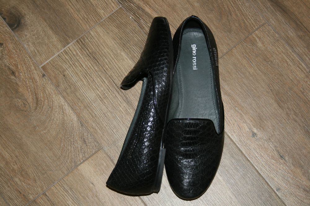 gino rossi czarne lordsy balarinki mokasyny skóra naturalna 36