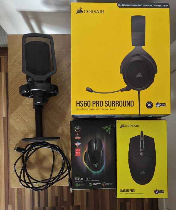 Myszka Razer Corsair Słuchawki Mikrofon