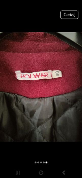 Burgundowy płaszcz jesienno zimowy L
