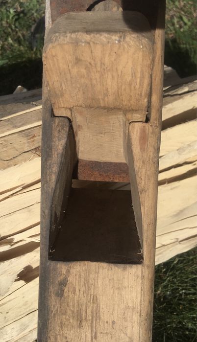Stary, bardzo duży drewniany strug, hebel ręczny, stolarka vintage nr8