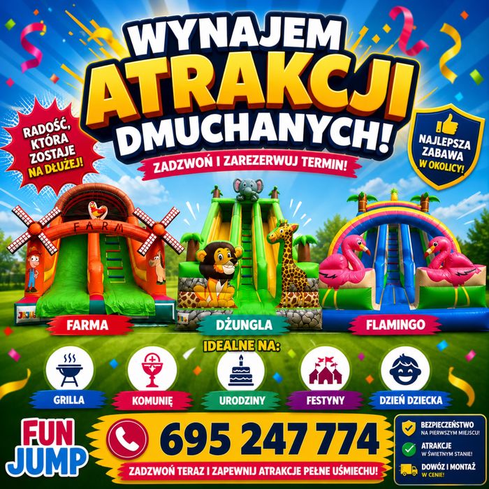 Dmuchaniec na wynajem – urodziny, komunia, impreza na dobę!