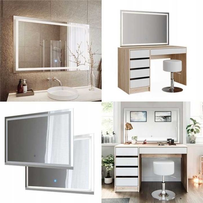 Lustro łazienkowe LED Vicco Viola 110x70 cm prostokątne