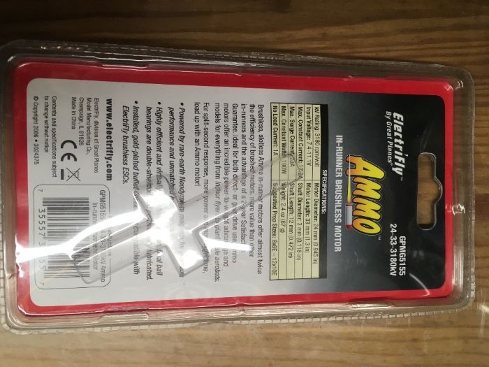 Great Planes Ammo 24_33_3180 In-Runner Brushless Motor