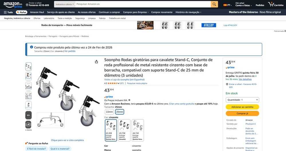 Soonpho Conjunto de 3 Rodas giratórias
