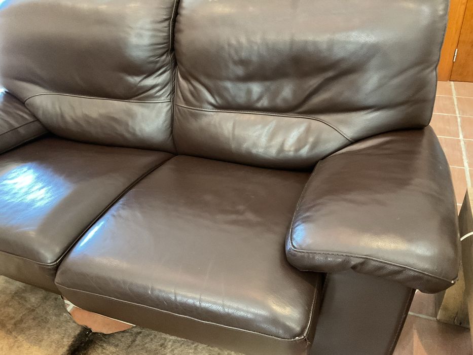 Sofas em pele castanha
