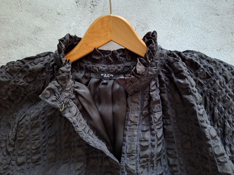 Krótka Sukienka z Fakturą Mapp Jeans Czarno Granatowa