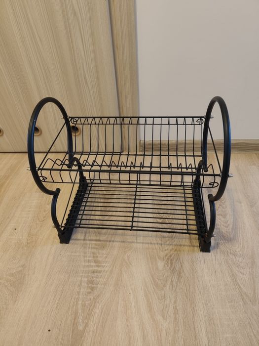Suszarka do naczyń dwupoziomowa czarna 40x25x38 cm osuszacz ociekacz