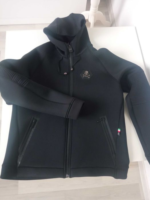 Philipp Plein męska czarna kurtka bluza softshell kaptur r 3XL