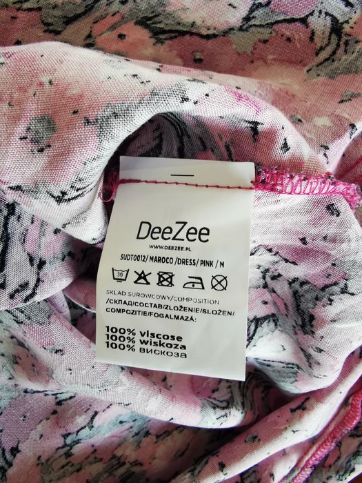 DeeZee sukienka w kwiaty kopertowa różowa rozmiar M 38