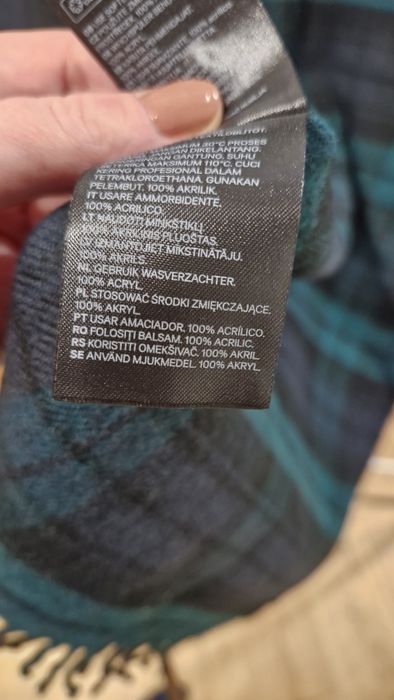 Szalik męski HM H&M jak nowy w kratę kratkę szal