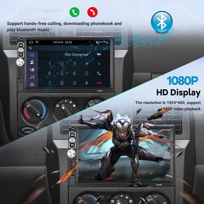 Магнітола 1din Hikity 7039B 7 дюймів (CarPlay_AndroidAuto)