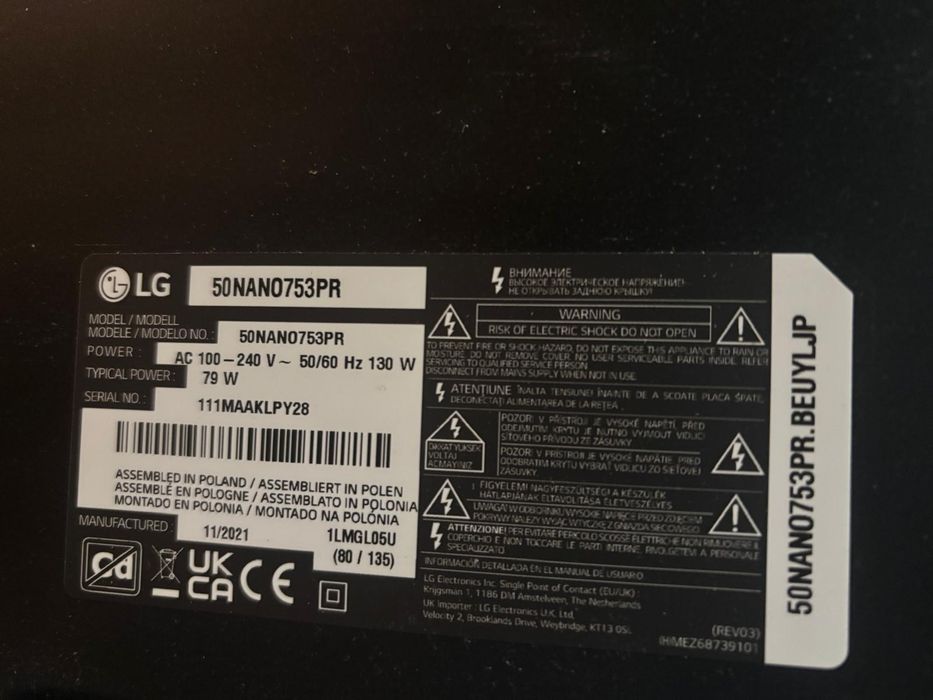 TV LG 50Nano 753pr