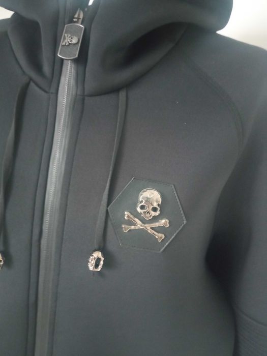 Philipp Plein męska czarna kurtka bluza softshell kaptur r 3XL