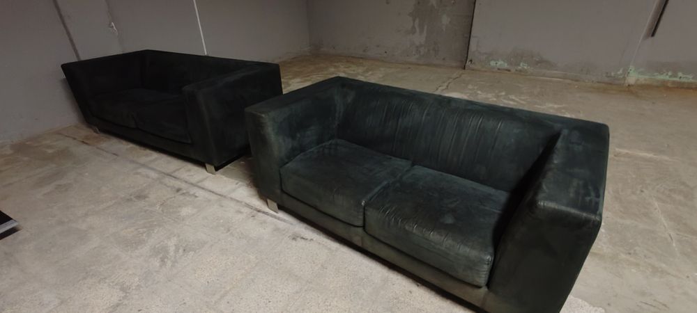 Conjunto de sofás Anaric em nobuck preto