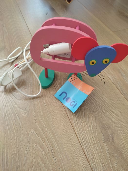 Nowa Drewniana lampka dziecięca myszka