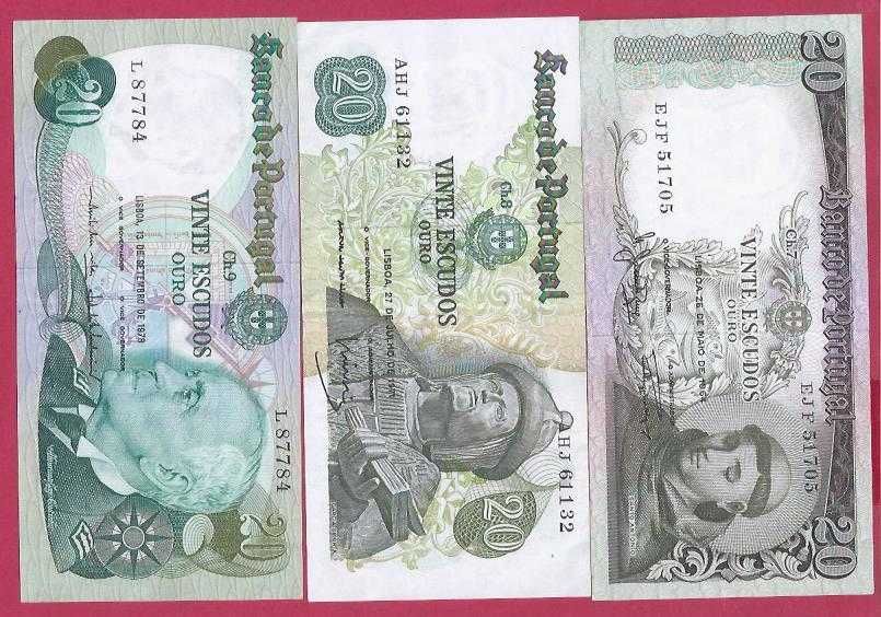 NOTAS  7 Republica  1.000 esc 100 esc  50 esc 20 escudos