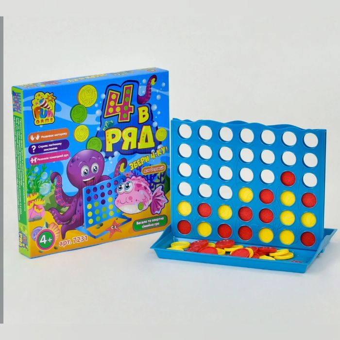 Настільна гра "4 в ряд", збери четвірку 4-ку, собери четверку