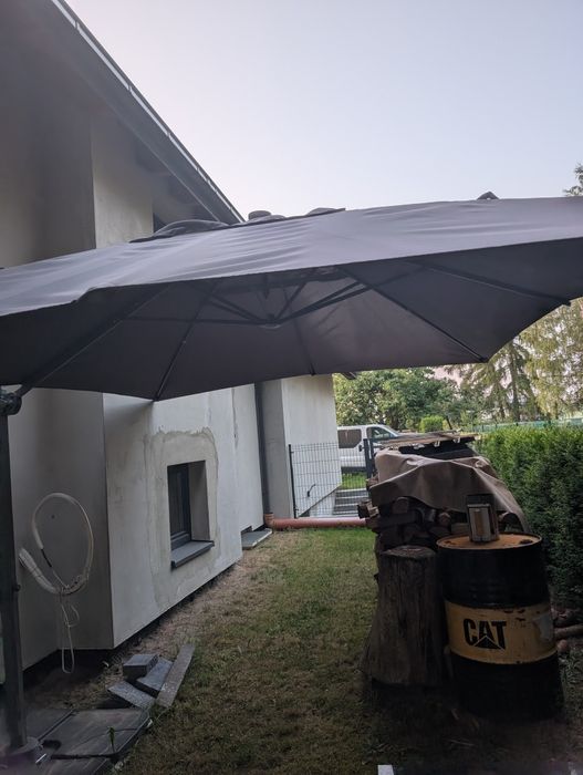 Parasol ogrodowy rozkładany grafit 3x4m LED