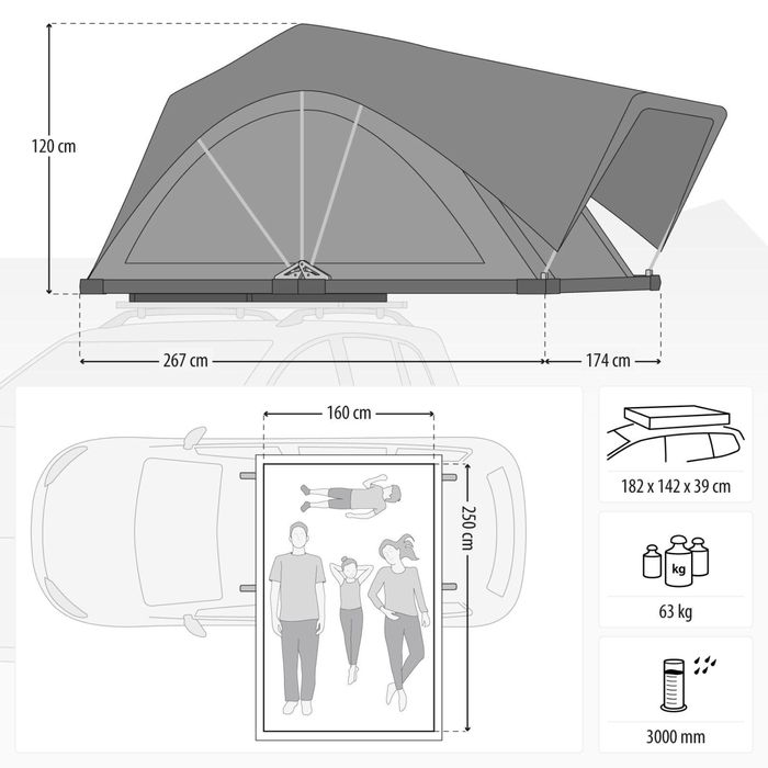 TENDA DE TEJADILHO QEEDO FREEDOM FAMILY