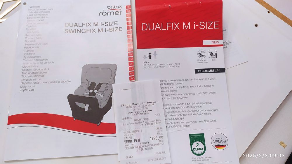 Fotelik samochodowy obrotowy bezwypadkowy Britax Romer Dualfix M i-siz