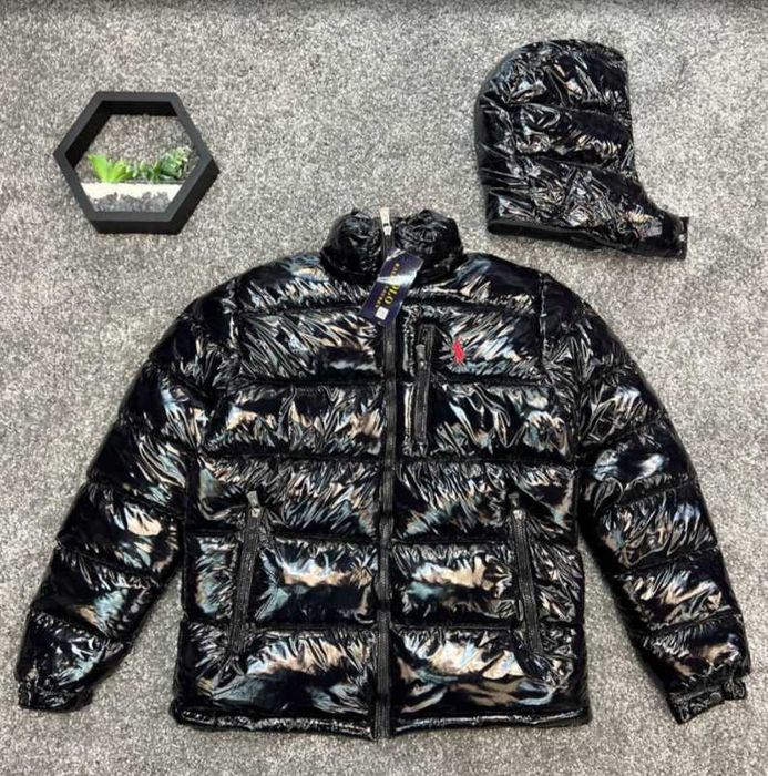 Пуховик Polo чорний Глянець Пуховик Чоловічий зі зьємним капюшоном