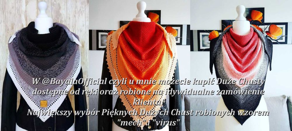 Duża Piękna Wielofunkcyjna Chusta, Szal, Rękodzieło_NA ZAMÓWIENIE