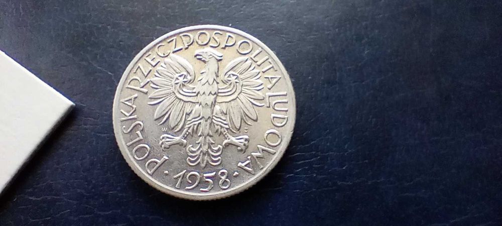 Stare monety Medal 5 zł 1958 Rybak PRL rzadka Piękna