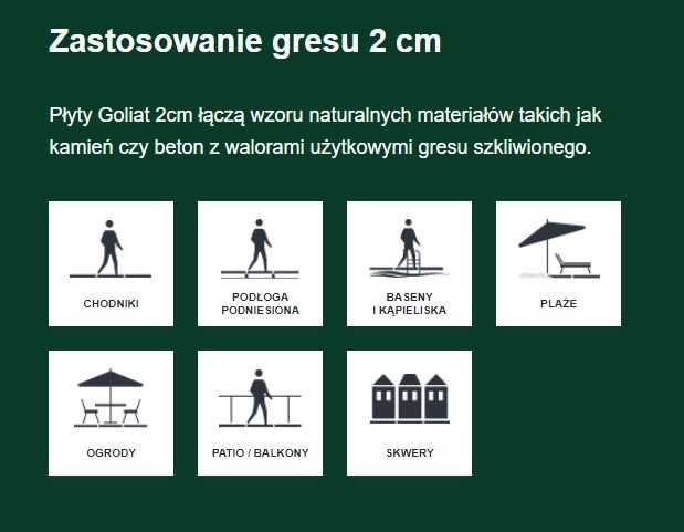 Płyta gresowa SQUARE 60x60x2cm, płytka tarasowa,chodnikowa GOLIAT GRES