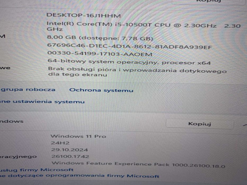 HP Prodesk 400 G6 mini PC i5-10500T 8gb ram ssd  512gb +zasilacz