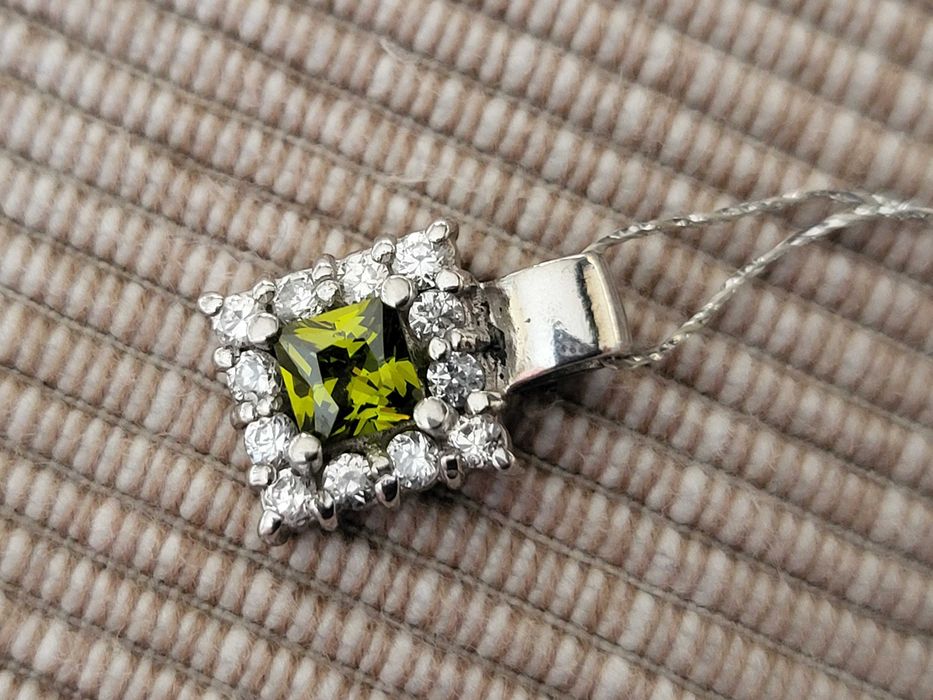 Zawieszka wisiorek Apart zielony kwadrat cyrkonie srebro nowa