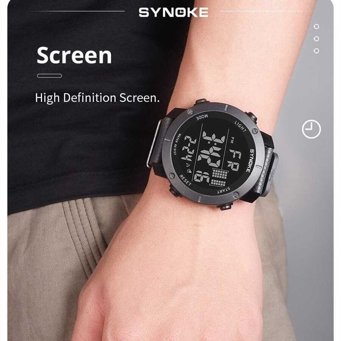 Zegarek cyfrowy Synoke sportowy elektroniczny datownik stoper WR50