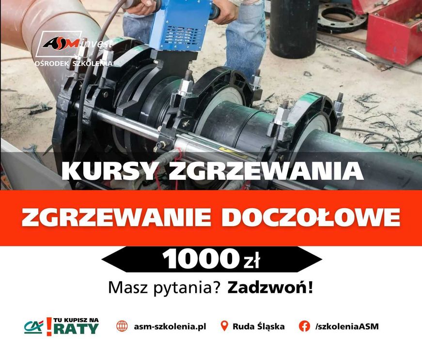 Kurs zgrzewania doczołowego plastików patelnia PE/PP spawanie rur