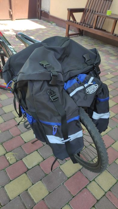 Велобаул LESENOK 80L 3-в-1, велосипедна сумка велоштани велосумка