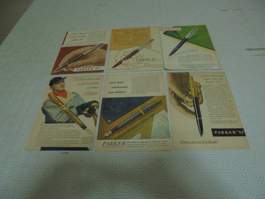 Publicidades de Canetas Parker dos anos 40/50 todas diferentes
